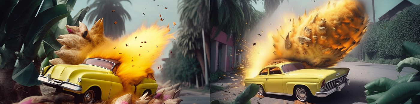 创意艺术香蕉爆炸效果超现实主义