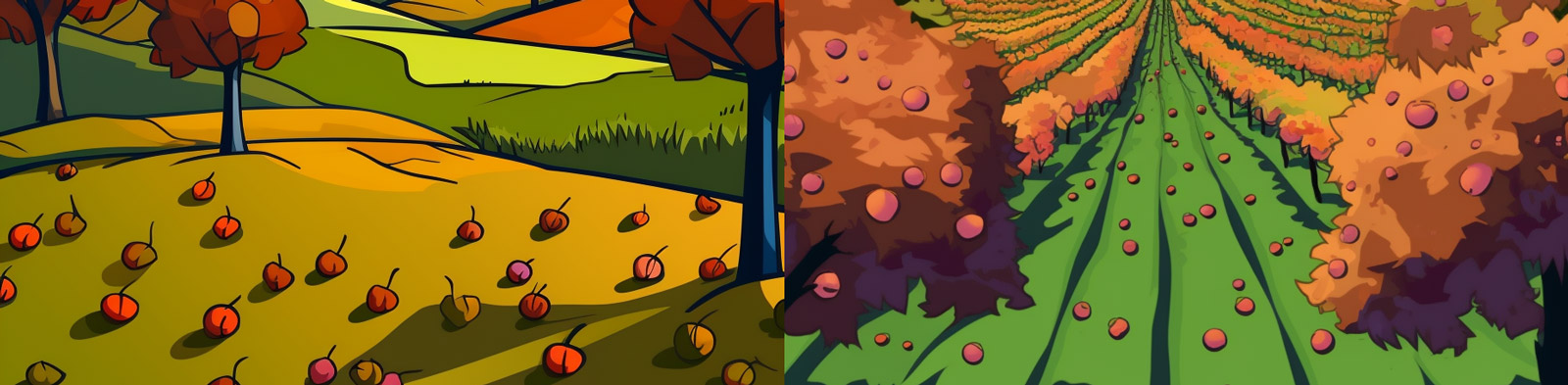 农场田野果园矢量绘画midjourney关键词