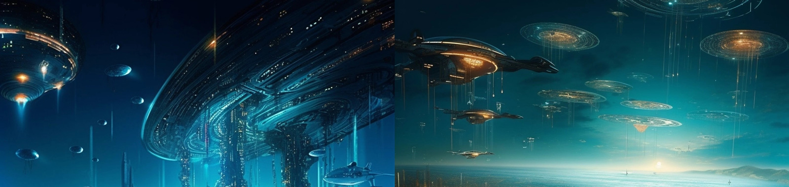 科幻城市场景Midjourney咒语