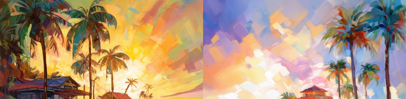 水彩小镇油画Midjourney关键词