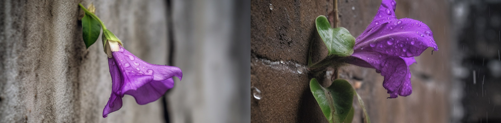 墙壁紫色喇叭花Midjourney关键词