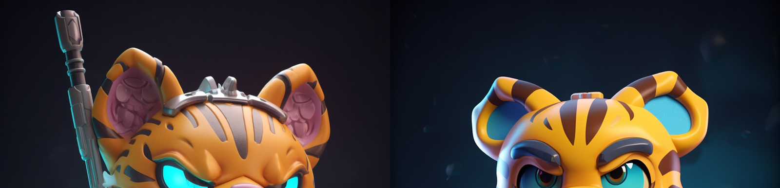 机械卡通老虎模型Midjourney关键词