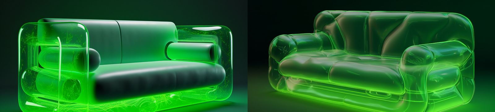 概念塑料透明沙发设计Midjourney关键词