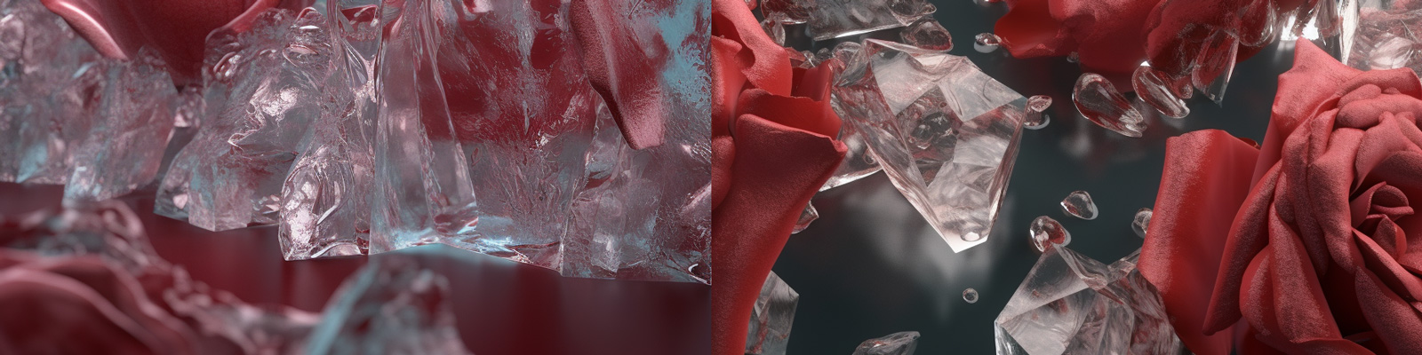 冰冻玫瑰花玻璃背景Midjourney