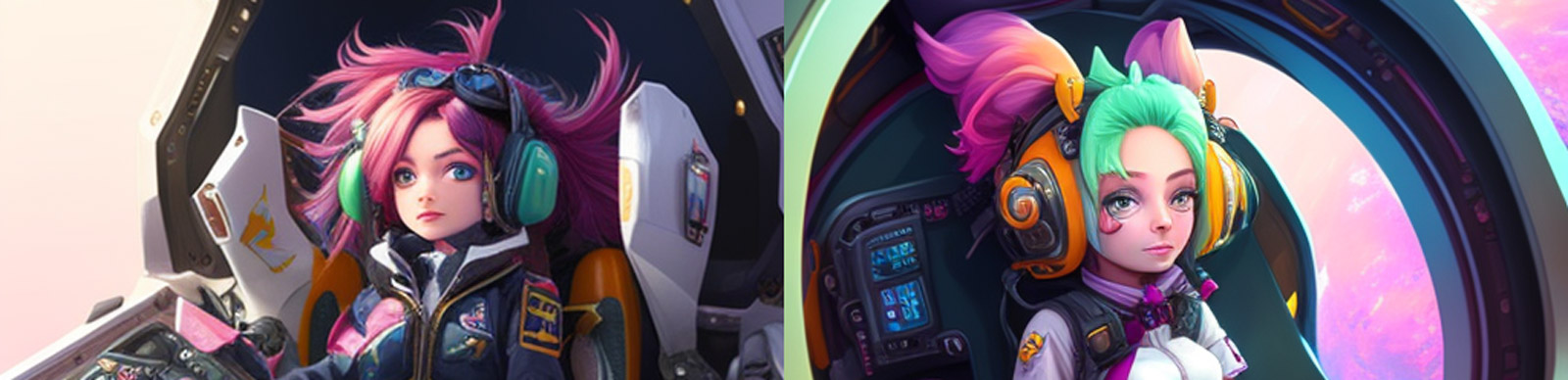 可爱太空朋克女孩Midjourney关键词