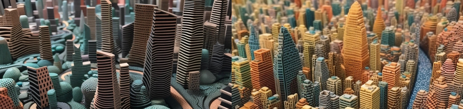 微型黏土城市模型Midjourney咒语