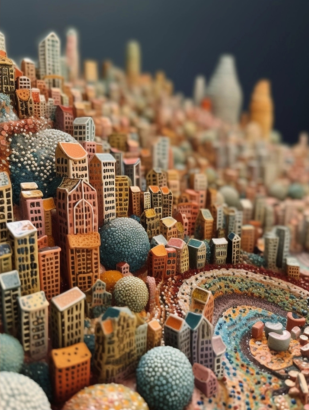 微型黏土城市模型Midjourney咒语