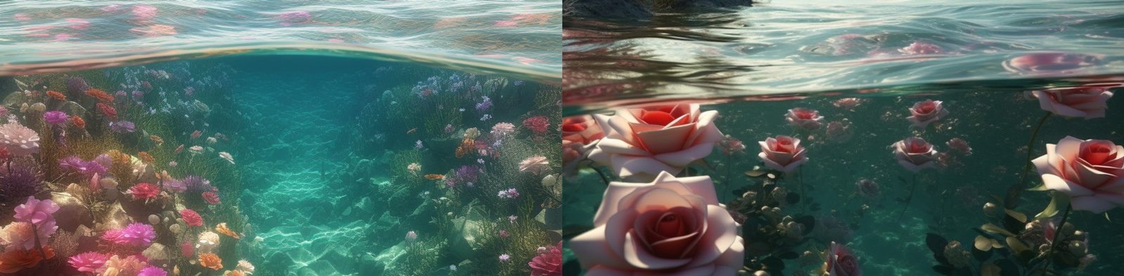 逼真水中玫瑰Midjourney咒语