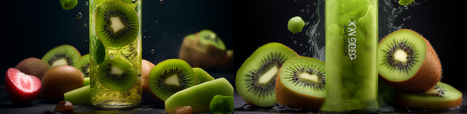 猕猴桃奇异果鲜榨果汁Midjourney关键词