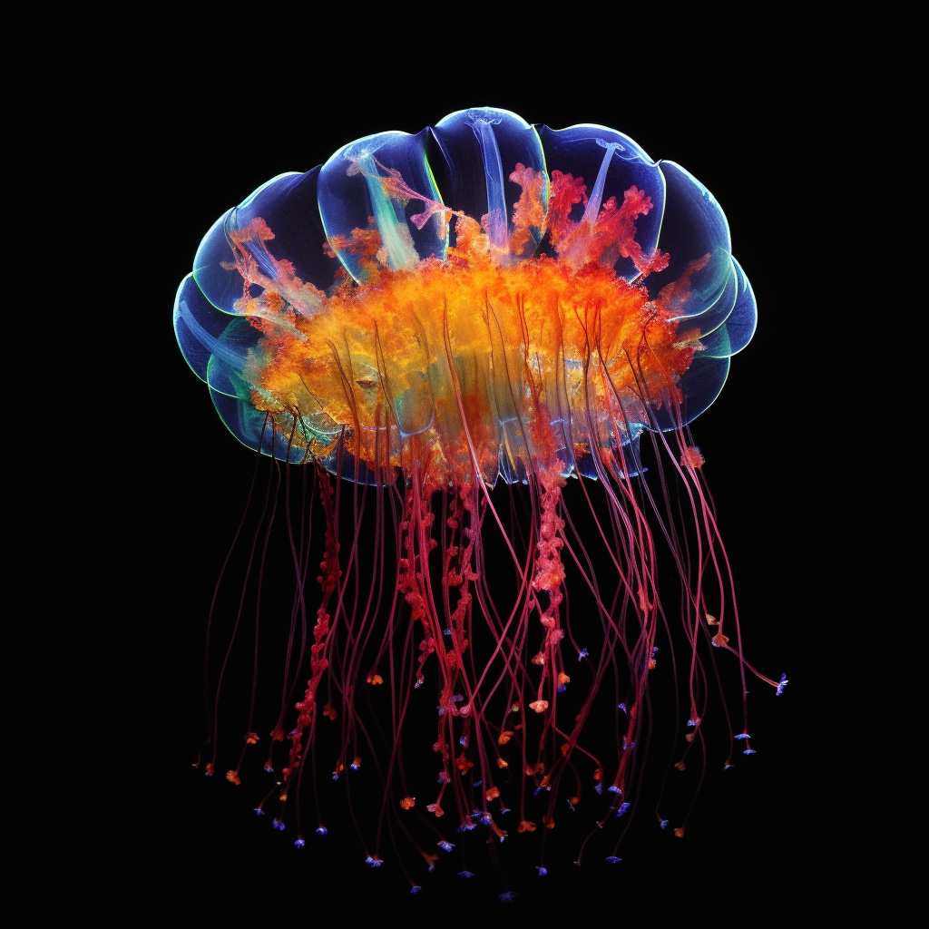 彩色发光水母摄影作品Midjourney咒语 - Ai宇宙吧--Ai宇宙吧-