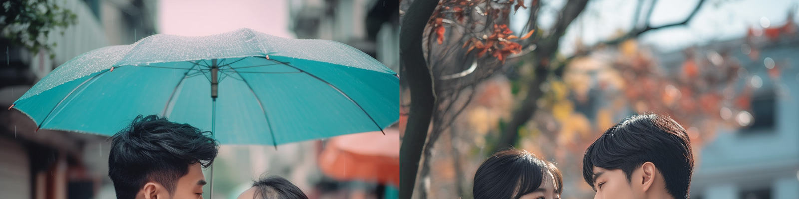 浪漫情侣对视街拍Midjourney关键词