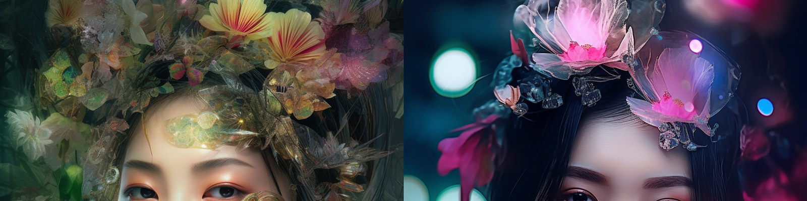 创意鲜花人物合成海报Midjourney关键词