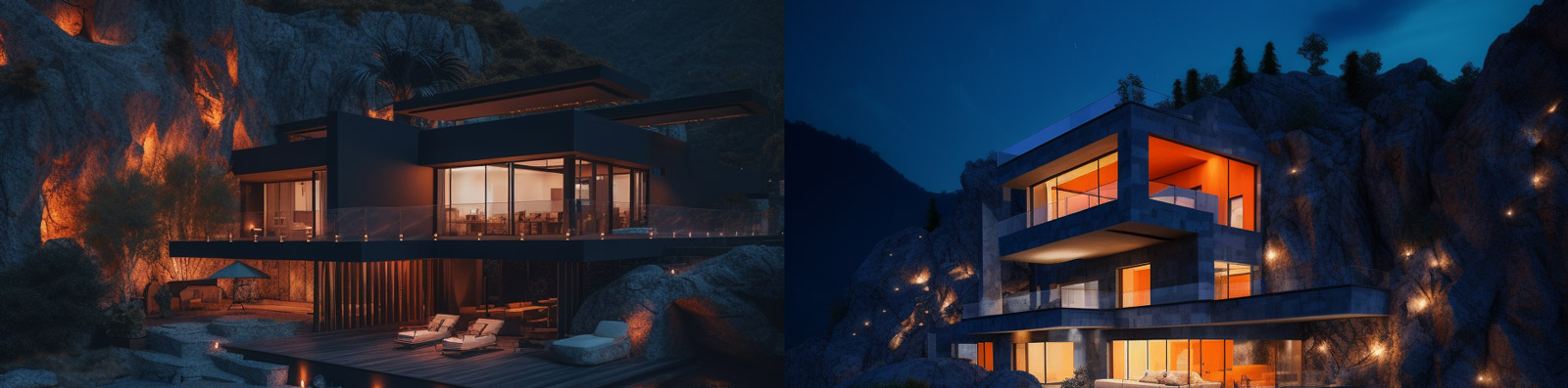 现代风度假民宿建筑设计midjourney关键词