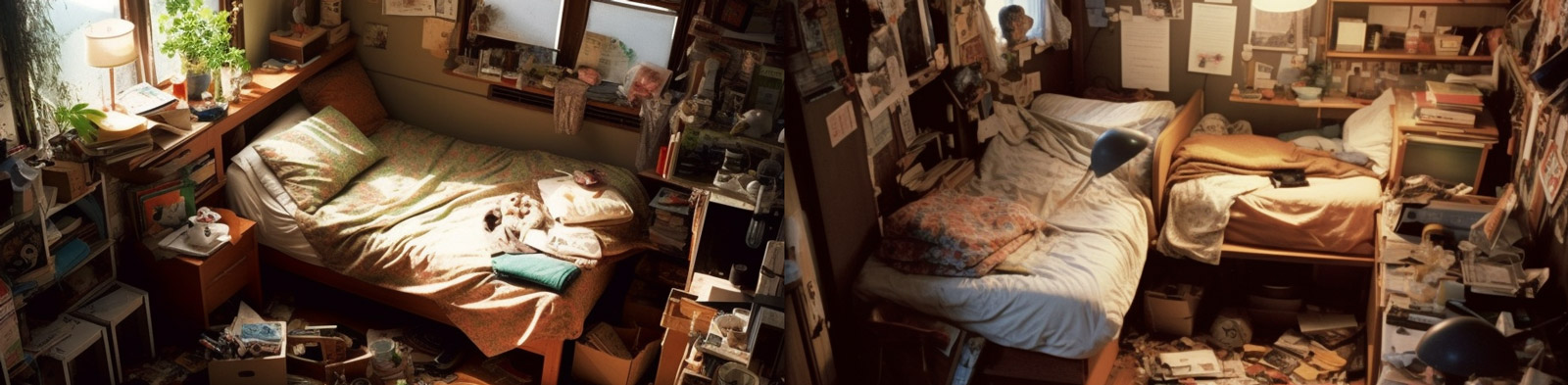 混乱大学生宿舍房间Midjourney咒语