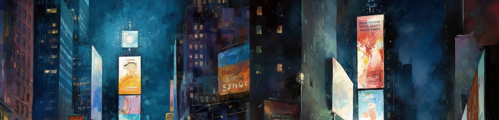 热闹纽约广场街景Midjourney咒语