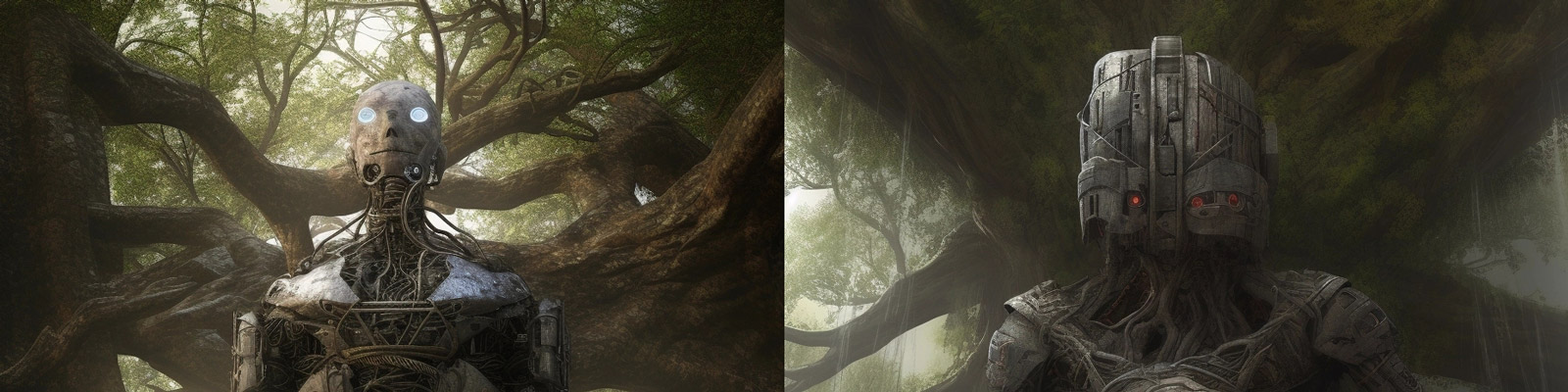 科幻朋克大树机器人Midjourney关键词