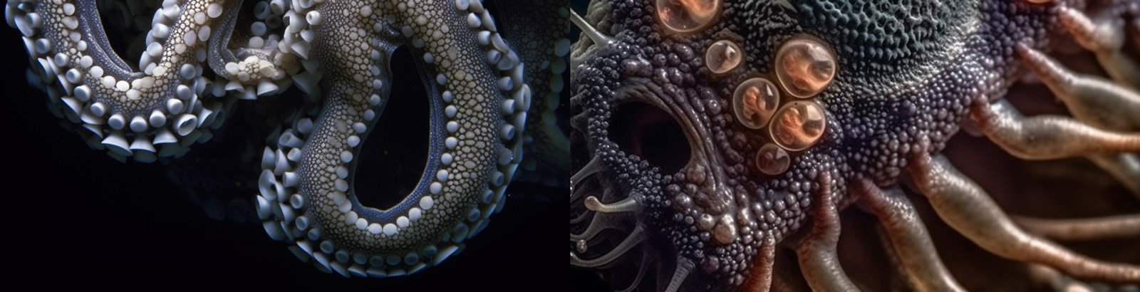 章鱼八爪鱼结构模型特写Midjourney咒语