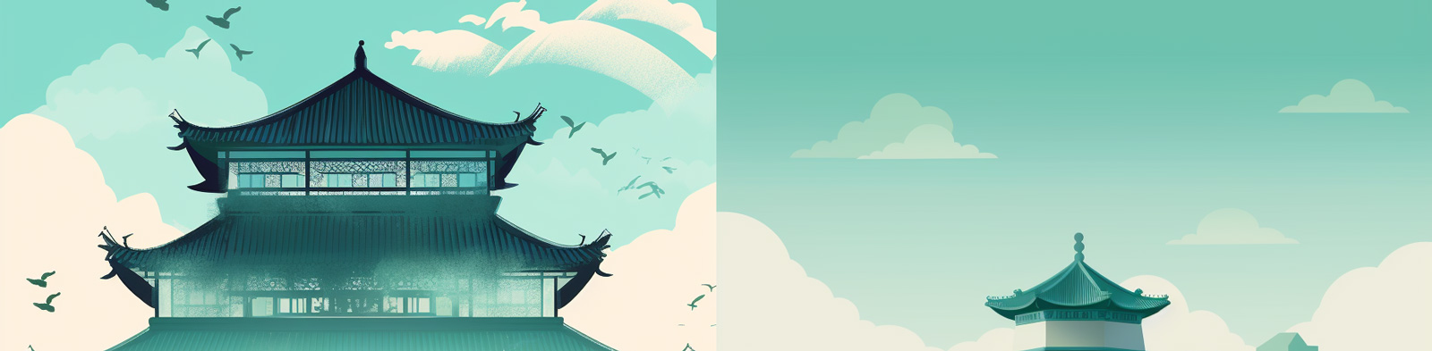 中国风建筑插图Midjourney咒语