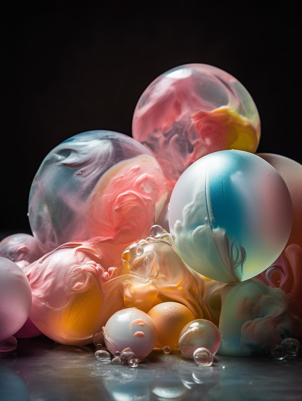 炫彩透明水晶球气泡Midjourney咒语