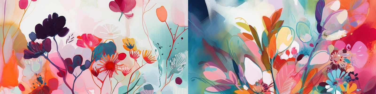 抽象艺术手绘植物鲜花Midjourney咒语