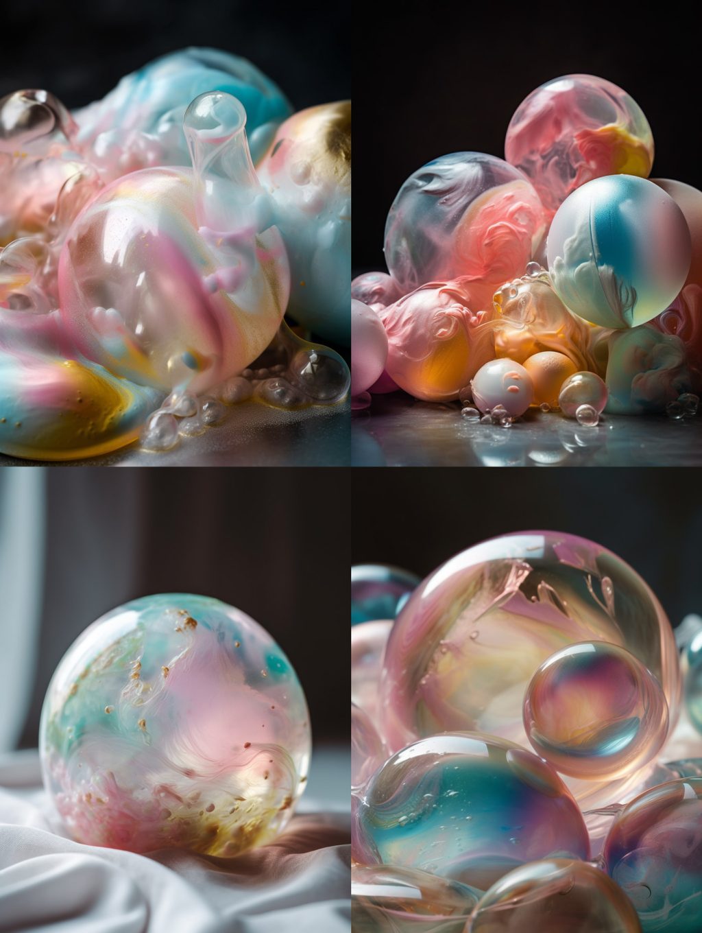 炫彩透明水晶球气泡Midjourney咒语