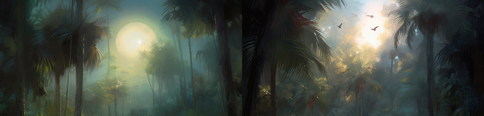 梦幻热带丛林小木屋Midjourney咒语