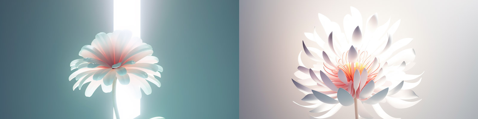 创意白色鲜花发光体Midjourney关键词