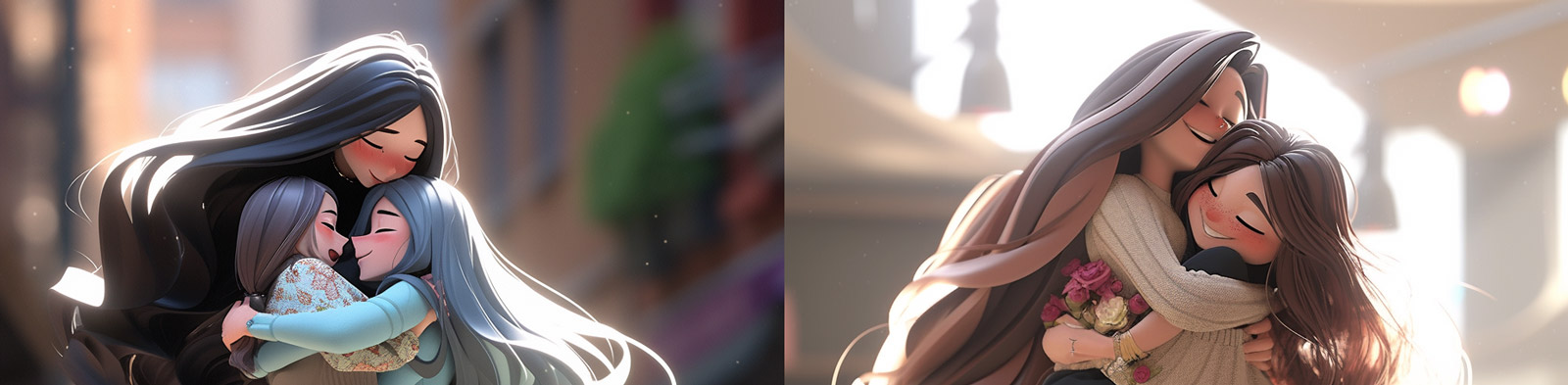 母亲节母女拥抱Midjourney咒语