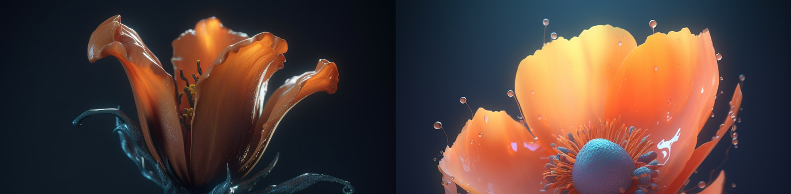 鲜花植物水滴特写Midjourney咒语