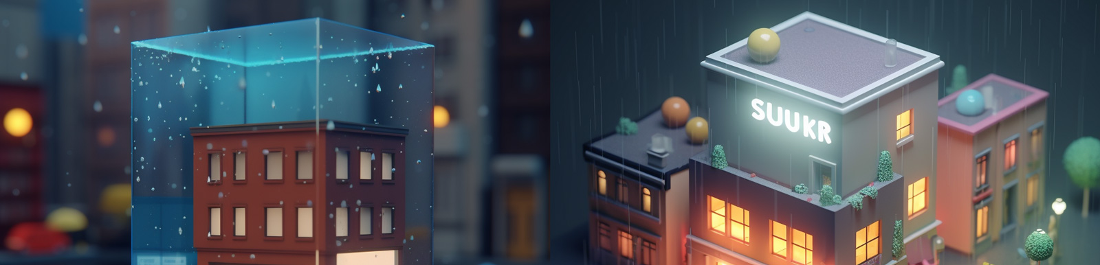 微观城市建筑Midjourney关键词