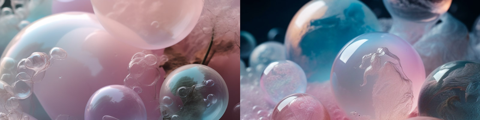 炫彩透明球体气泡Midjourney咒语