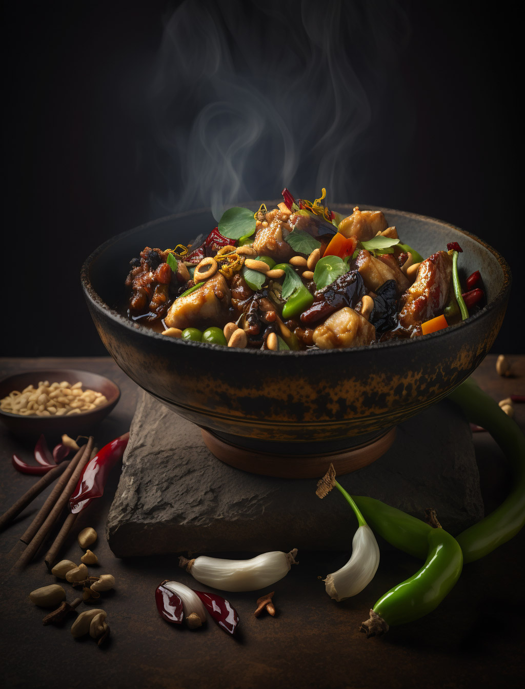 中国美食宫保鸡丁Midjourney关键词-Ai宇宙吧-