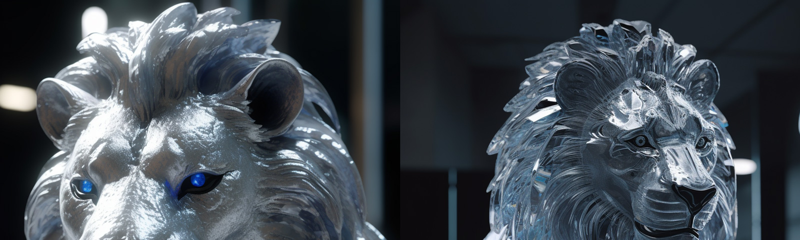 半透明狮子特写Midjourney咒语