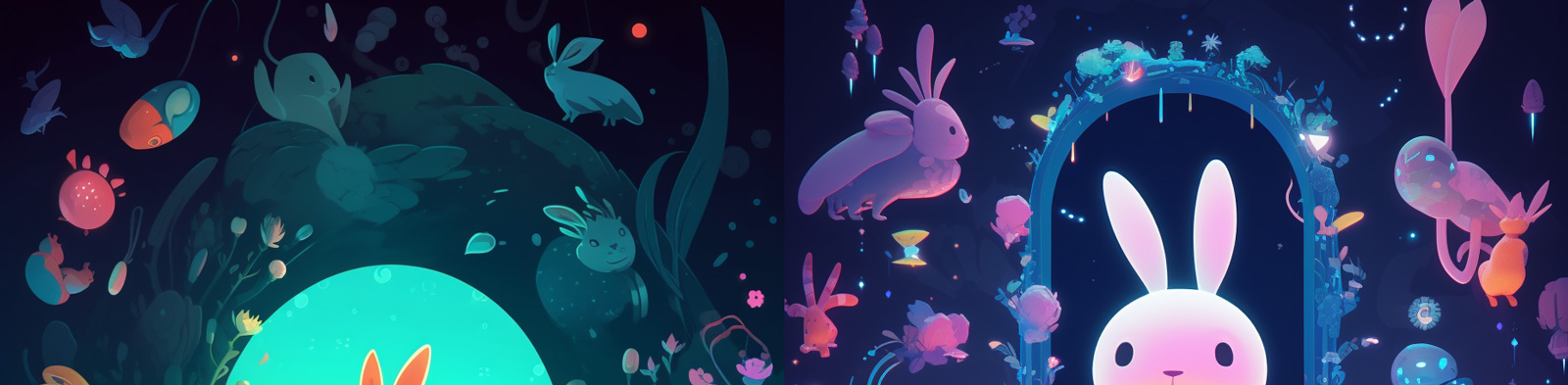 可爱卡通兔子插画Midjourney关键词