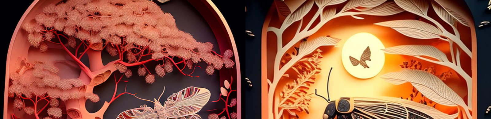 创意剪纸蝴蝶知了Midjourney咒语