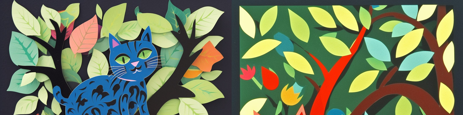 剪纸折纸效果猫咪贴纸midjourney关键词