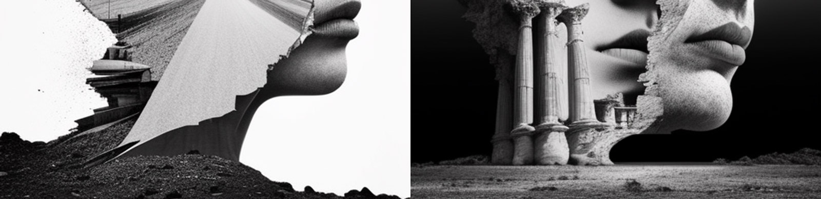 抽象人物景观合成海报Midjourney咒语