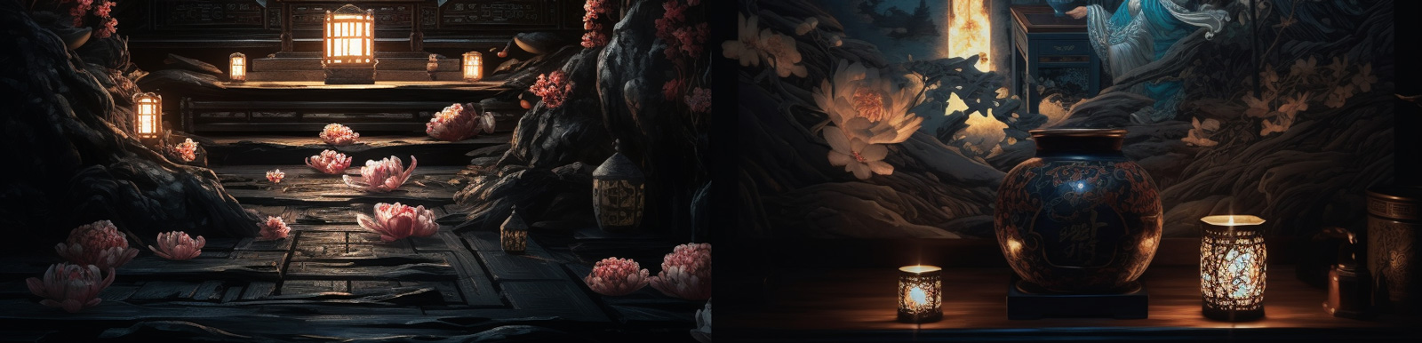 中国风复古建筑场景Midjourney咒语