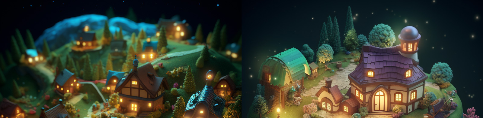 童话小屋建筑模型Midjourney关键词