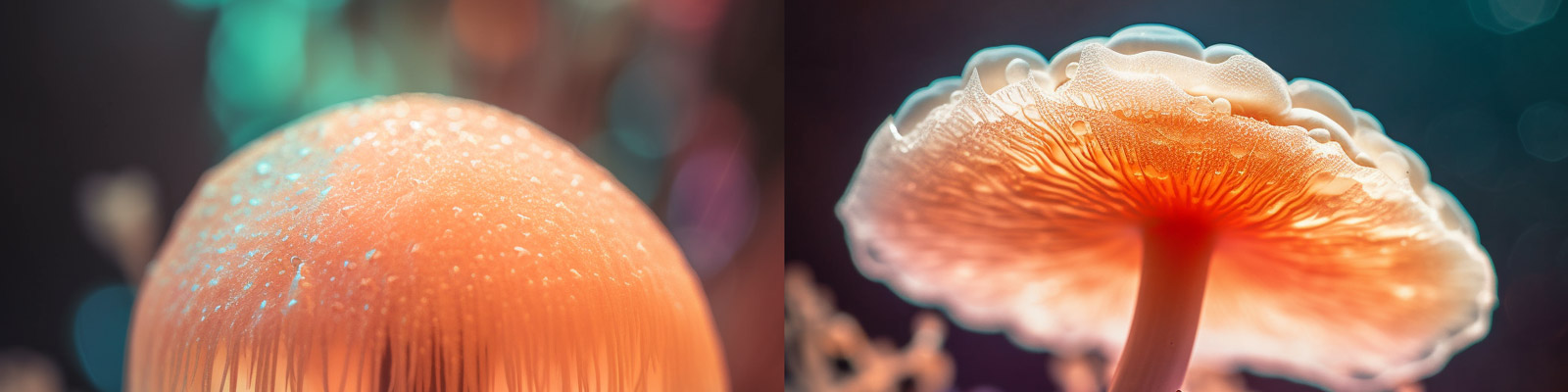 梦幻发光猴头菇特写Midjourney关键词