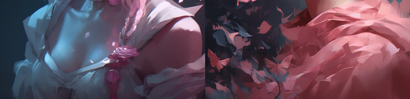 粉色蝴蝶女孩Midjourney关键词