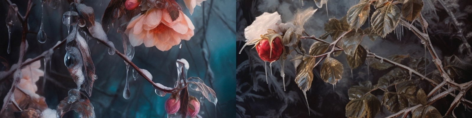 冬季树挂冰花海报Midjourney关键词