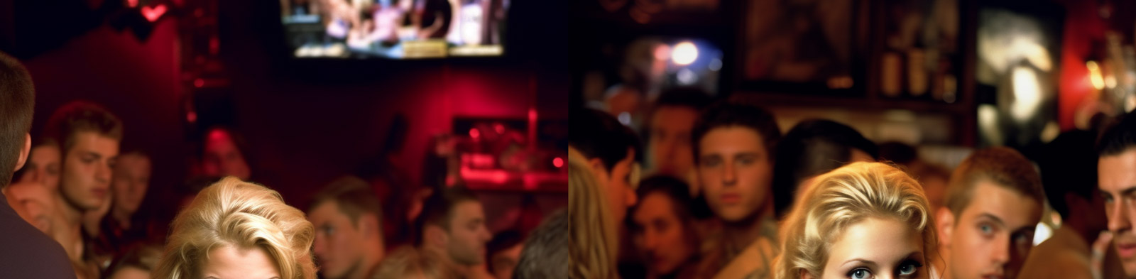 金发美女模特酒吧海报Midjourney咒语