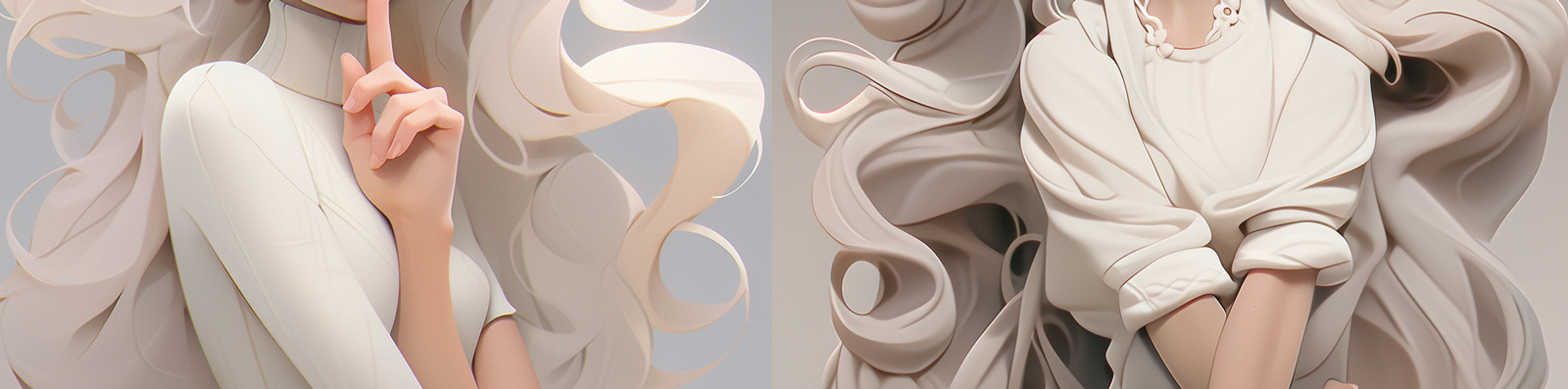 动漫卡通长发女孩Midjourney关键词