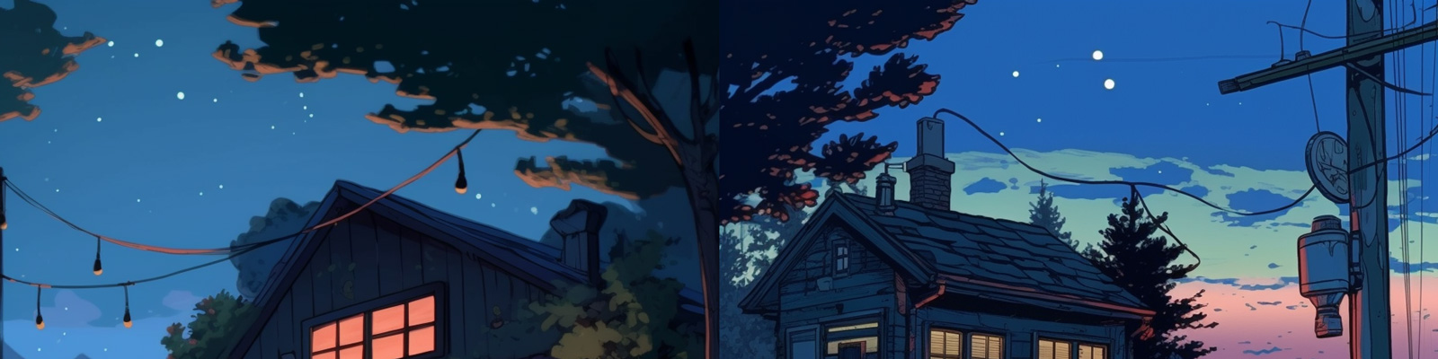 动漫画阁楼建筑Midjourney关键词