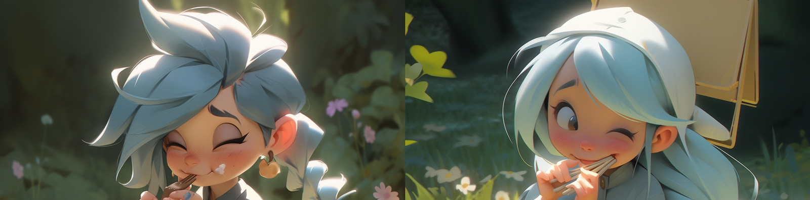 动漫卡通女孩野餐Midjourney关键词