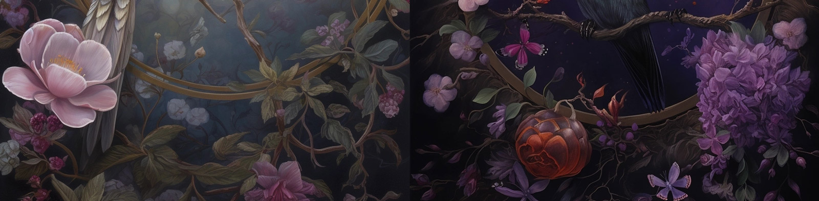 复古花鸟景观海报Midjourney关键词