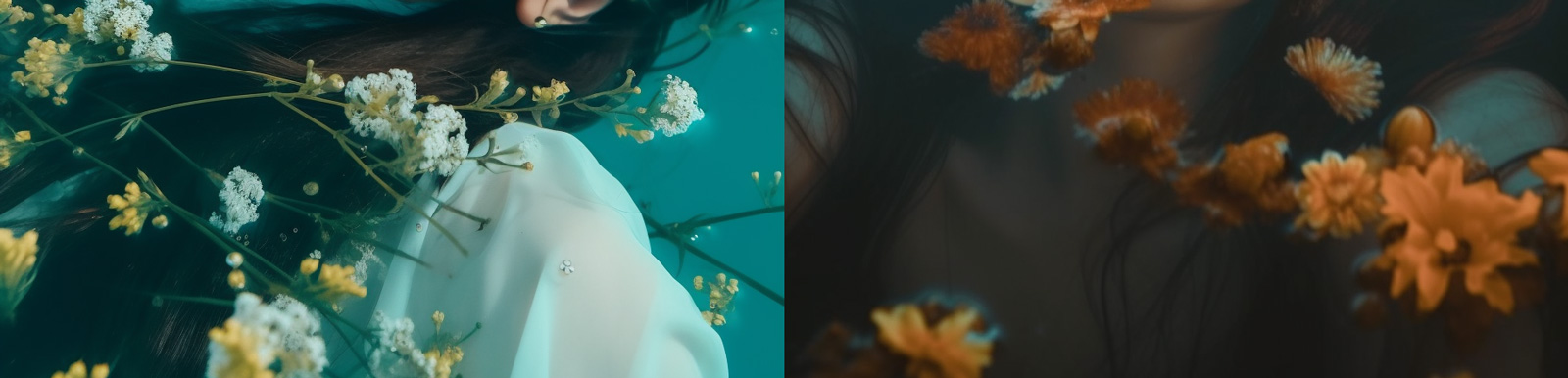 水中女孩写真Midjourney关键词