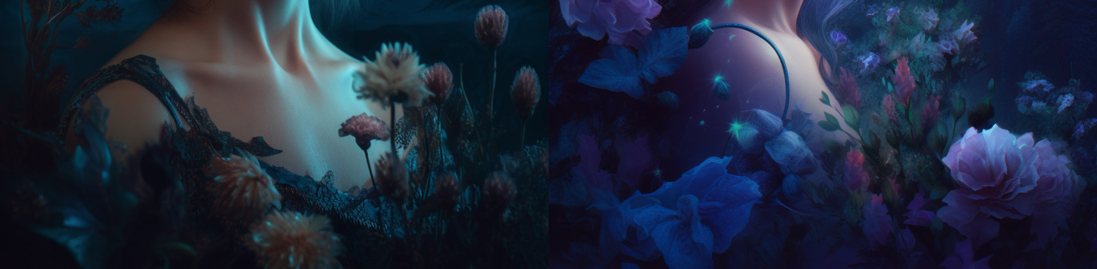 创意鲜花美女人物肖像Midjourney关键词