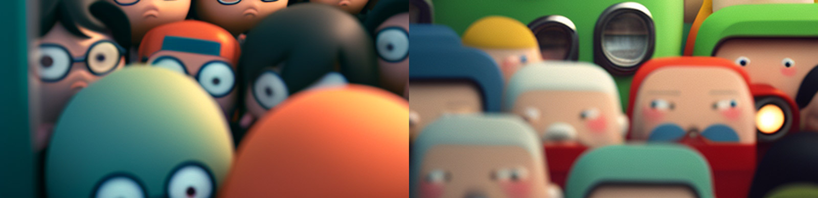 拥挤公交车卡通漫画Midjourney关键词